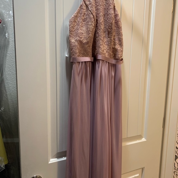 ROSE GOLD DAVIDS BRIDAL BRIDESMAIDS DRESS WITH OPEN BACK - Picture 3 of 7